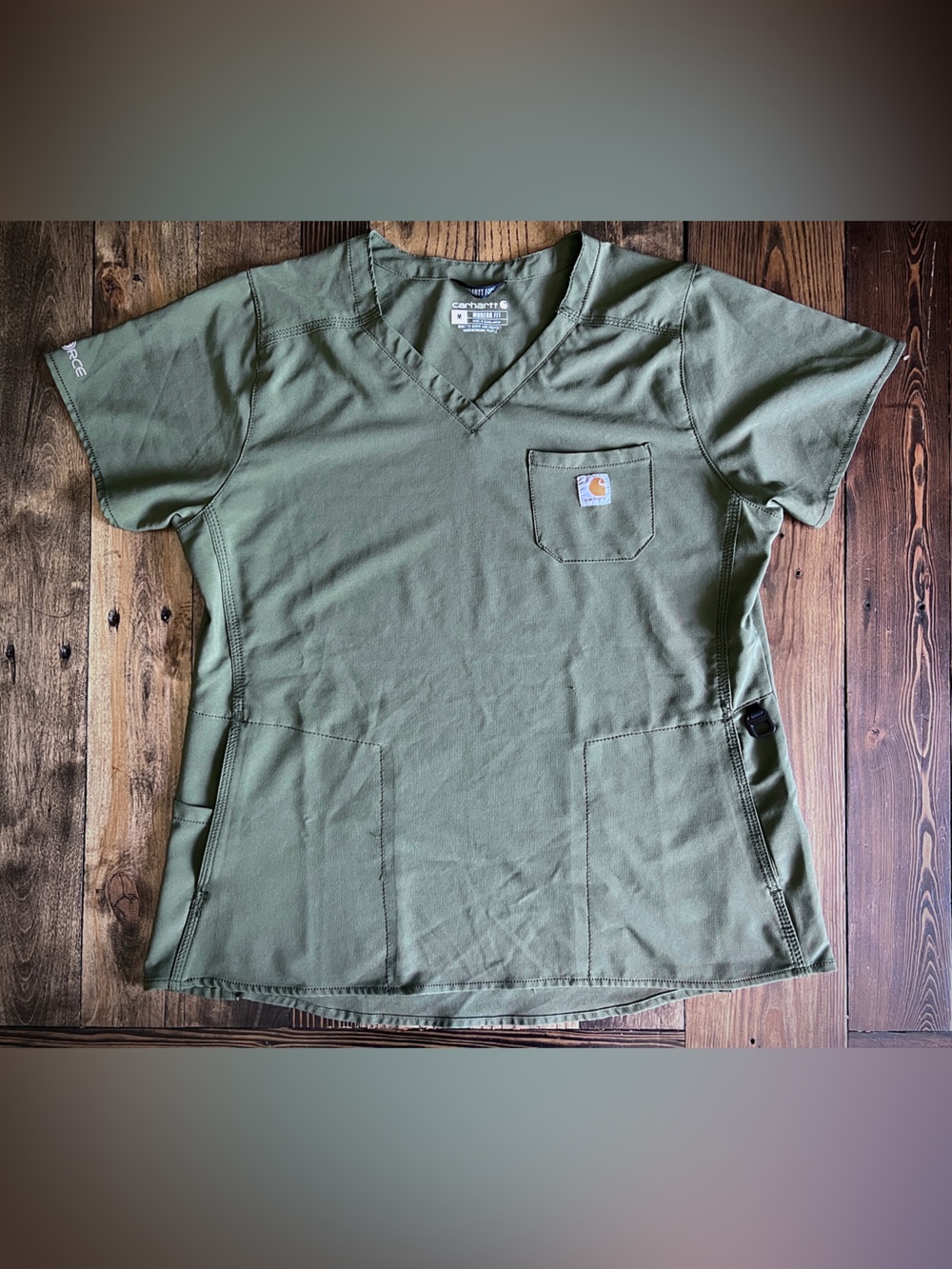 CARHARTT • Force Modern Fit scrub top diamond vneck pockets C12610 green stretch